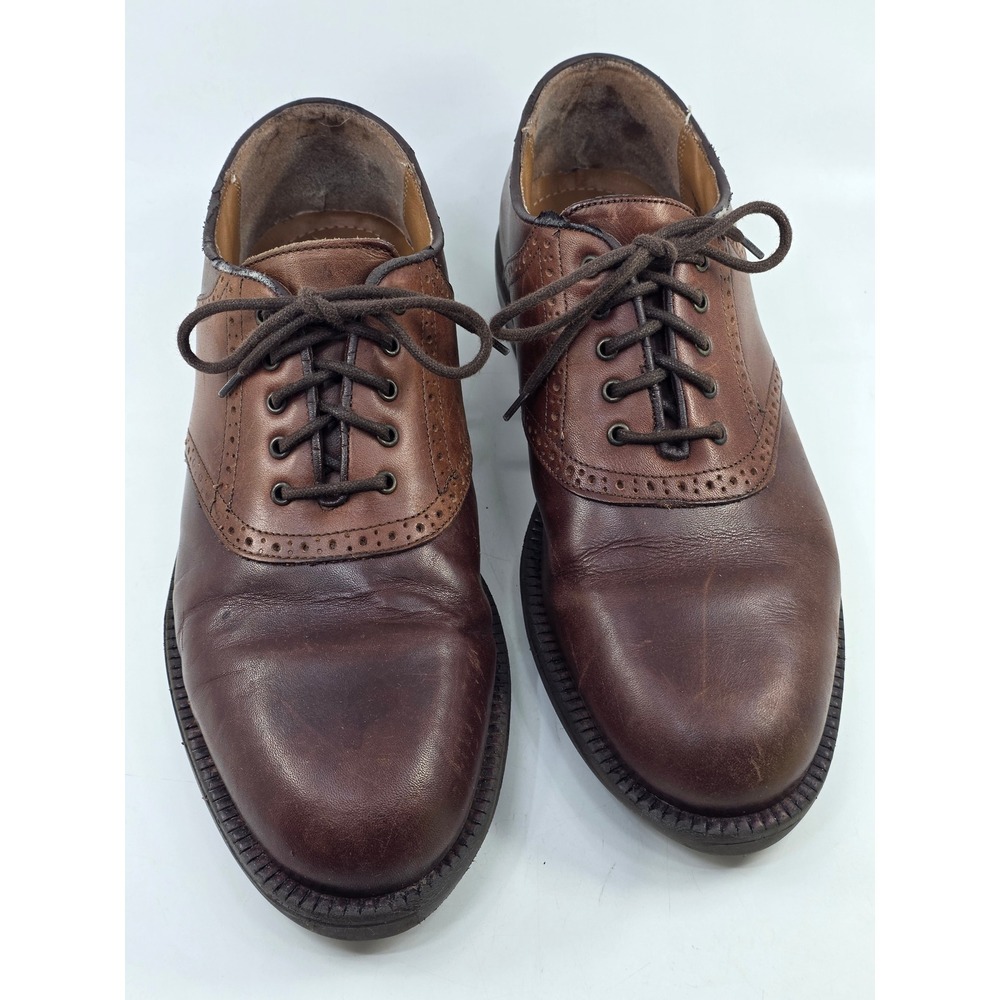 Croft & Barrow Allegre Mens 10.5 M Brown Leather Saddle Shoes Made in Italy